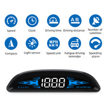 Load image into Gallery viewer, Car HUD GPS Head Up Display Smart Speedometer Digital Gauge Compass Speed Clock Driving Distance Display Speed Alarm

