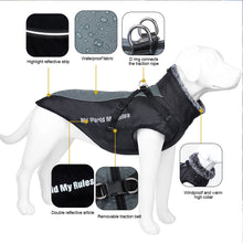 Load image into Gallery viewer, Winter Coat Waterproof Windproof Dog Jacket with Harness &amp; Furry Collar Warm Dog Clothes Outdoor Dog Vest with Reflective Strips
