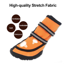 Load image into Gallery viewer, Four season Waterproof Pet Shoes for Small to Large Dog Oxford Bottom Reflective Bandages Pet Rain Boots Large Dog Shoes
