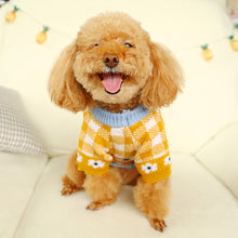Load image into Gallery viewer, Autumn and Winter Pet Warm Fleece Flower Plaid Sweater Puppy Dog Cat Soft Coat Shirt Jacket Teddy Bichon Pomeranian Schnauze Dog Clothes
