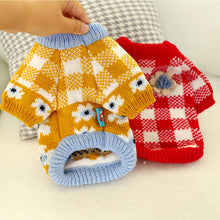 Load image into Gallery viewer, Autumn and Winter Pet Warm Fleece Flower Plaid Sweater Puppy Dog Cat Soft Coat Shirt Jacket Teddy Bichon Pomeranian Schnauze Dog Clothes
