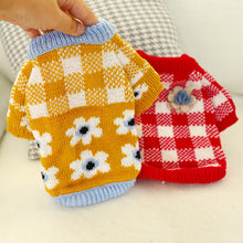 Load image into Gallery viewer, Autumn and Winter Pet Warm Fleece Flower Plaid Sweater Puppy Dog Cat Soft Coat Shirt Jacket Teddy Bichon Pomeranian Schnauze Dog Clothes
