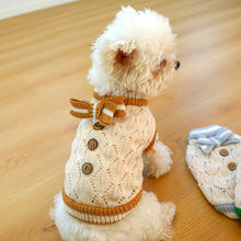 Load image into Gallery viewer, Autumn and Winter Pet Warm Fleece Hollow Knitted Bow Sweater Puppy Dog Cat Soft Coat Shirt Jacket Teddy Bichon Pomeranian Schnauze Dog Clothes

