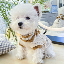 Load image into Gallery viewer, Autumn and Winter Pet Warm Fleece Hollow Knitted Bow Sweater Puppy Dog Cat Soft Coat Shirt Jacket Teddy Bichon Pomeranian Schnauze Dog Clothes
