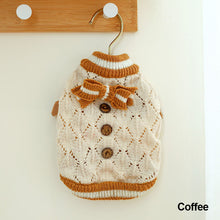Load image into Gallery viewer, Autumn and Winter Pet Warm Fleece Hollow Knitted Bow Sweater Puppy Dog Cat Soft Coat Shirt Jacket Teddy Bichon Pomeranian Schnauze Dog Clothes
