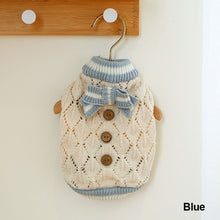 Load image into Gallery viewer, Autumn and Winter Pet Warm Fleece Hollow Knitted Bow Sweater Puppy Dog Cat Soft Coat Shirt Jacket Teddy Bichon Pomeranian Schnauze Dog Clothes

