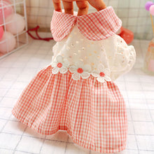 Load image into Gallery viewer, Spring Summer Autumn Dog Cat Princess Dress Pet Hollow Pink Plaid Dress Pet Clothes Comfortable Soft Puppuy Dogs Cats Dress Pet Clothes
