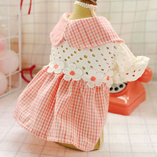 Load image into Gallery viewer, Spring Summer Autumn Dog Cat Princess Dress Pet Hollow Pink Plaid Dress Pet Clothes Comfortable Soft Puppuy Dogs Cats Dress Pet Clothes
