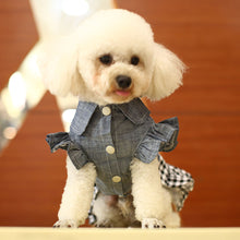 Load image into Gallery viewer, Pet Denim Tutu Dress Dog Cat Spring Summer Cowboy Clothes For Dog Girls Small Medium Dog Puff Sleeve Bowknot Dress
