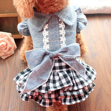 Load image into Gallery viewer, Pet Denim Tutu Dress Dog Cat Spring Summer Cowboy Clothes For Dog Girls Small Medium Dog Puff Sleeve Bowknot Dress
