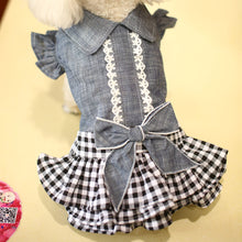 Load image into Gallery viewer, Pet Denim Tutu Dress Dog Cat Spring Summer Cowboy Clothes For Dog Girls Small Medium Dog Puff Sleeve Bowknot Dress
