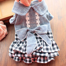 Load image into Gallery viewer, Pet Denim Tutu Dress Dog Cat Spring Summer Cowboy Clothes For Dog Girls Small Medium Dog Puff Sleeve Bowknot Dress
