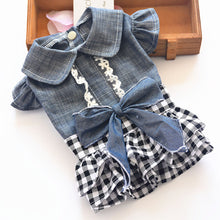 Load image into Gallery viewer, Pet Denim Tutu Dress Dog Cat Spring Summer Cowboy Clothes For Dog Girls Small Medium Dog Puff Sleeve Bowknot Dress

