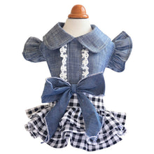 Load image into Gallery viewer, Pet Denim Tutu Dress Dog Cat Spring Summer Cowboy Clothes For Dog Girls Small Medium Dog Puff Sleeve Bowknot Dress
