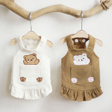 Load image into Gallery viewer, Bear Suspenders Skirt Pet Cats and Dogs Clothes Autumn and Winter Flying Sleeves Base Corduroy Cute Princess Skirt Pets Clothes
