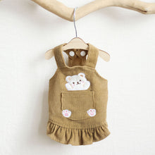 Load image into Gallery viewer, Bear Suspenders Skirt Pet Cats and Dogs Clothes Autumn and Winter Flying Sleeves Base Corduroy Cute Princess Skirt Pets Clothes
