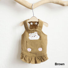 Load image into Gallery viewer, Bear Suspenders Skirt Pet Cats and Dogs Clothes Autumn and Winter Flying Sleeves Base Corduroy Cute Princess Skirt Pets Clothes
