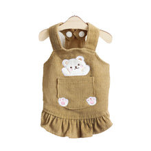 Load image into Gallery viewer, Bear Suspenders Skirt Pet Cats and Dogs Clothes Autumn and Winter Flying Sleeves Base Corduroy Cute Princess Skirt Pets Clothes
