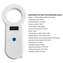 Load image into Gallery viewer, 134.2KHz OLED Display Pet ID Reader Animal Chip Digital Scanner Microchip Handheld Identification FDX-B Format for Cat Dog
