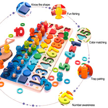 Load image into Gallery viewer, Kids Wooden Geometric Wooden Toys 3D Educational Math Fishing Count Numbers Digital Shape Match Board Early Education Child Gift Toy
