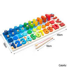 Load image into Gallery viewer, Kids Wooden Geometric Wooden Toys 3D Educational Math Fishing Count Numbers Digital Shape Match Board Early Education Child Gift Toy
