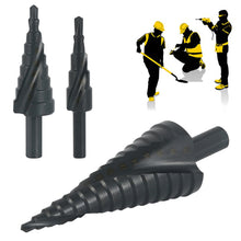 Load image into Gallery viewer, 3Pcs/Set 4-12mm 4-20mm 4-32mm HSS Cobalt Step Stepped Drill Bit Set Triangle Shank Hole Nitrogen High Speed Steel Spiral for Metal Cone Cutter Core Metal Drilling
