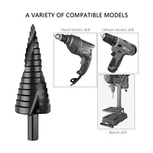Load image into Gallery viewer, 3Pcs/Set 4-12mm 4-20mm 4-32mm HSS Cobalt Step Stepped Drill Bit Set Triangle Shank Hole Nitrogen High Speed Steel Spiral for Metal Cone Cutter Core Metal Drilling
