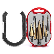 Load image into Gallery viewer, 6Pcs 4-12/20/32mm HSS Steel Titanium Step Drill Bit and Drill Bit-Milling Cutter Metal Hole Cutter Wood Cone Core Drilling Hole Saw Tool+3,6,8 Saw Drill
