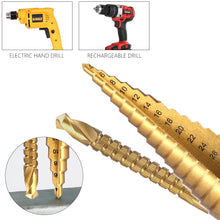 Load image into Gallery viewer, 6Pcs 4-12/20/32mm HSS Steel Titanium Step Drill Bit and Drill Bit-Milling Cutter Metal Hole Cutter Wood Cone Core Drilling Hole Saw Tool+3,6,8 Saw Drill
