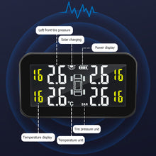 Load image into Gallery viewer, Car Tire Pressure Monitor System Wireless TPMS Solar Power Intelligent Adjustable LCD Screen 4 Tire Smart With Big Screen
