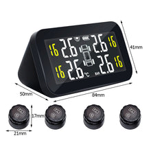 Load image into Gallery viewer, Car Tire Pressure Monitor System Wireless TPMS Solar Power Intelligent Adjustable LCD Screen 4 Tire Smart With Big Screen
