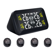 Load image into Gallery viewer, Car Tire Pressure Monitor System Wireless TPMS Solar Power Intelligent Adjustable LCD Screen 4 Tire Smart With Big Screen
