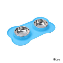 Load image into Gallery viewer, Durable Double Dog Bowl With Silicone Mat Stainless Steel Water Food Feeder Pet Feeding Drinking Bowls for Dogs Cats
