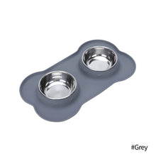 Load image into Gallery viewer, Durable Double Dog Bowl With Silicone Mat Stainless Steel Water Food Feeder Pet Feeding Drinking Bowls for Dogs Cats
