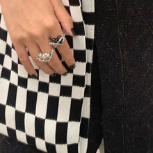 Load image into Gallery viewer, Retro Punk Gothic Adjustable Ring Irregular Thorns Geometry Black Heart Metal Ring for Women Men Girls Party Grunge Jewelry
