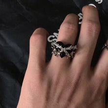 Load image into Gallery viewer, Retro Punk Gothic Adjustable Ring Irregular Thorns Geometry Black Heart Metal Ring for Women Men Girls Party Grunge Jewelry
