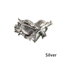 Load image into Gallery viewer, Retro Punk Gothic Adjustable Ring Irregular Thorns Geometry Black Heart Metal Ring for Women Men Girls Party Grunge Jewelry
