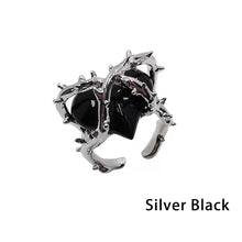 Load image into Gallery viewer, Retro Punk Gothic Adjustable Ring Irregular Thorns Geometry Black Heart Metal Ring for Women Men Girls Party Grunge Jewelry
