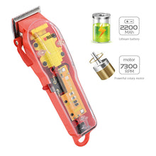Load image into Gallery viewer, Rechargeable Transparent Body Hair Cutting Machine Hair Trimmer Cover White or Red Base 7300rpm Household NG-108 Hair Clippers
