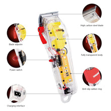 Load image into Gallery viewer, Rechargeable Transparent Body Hair Cutting Machine Hair Trimmer Cover White or Red Base 7300rpm Household NG-108 Hair Clippers
