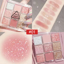 Load image into Gallery viewer, 9 Colors Acrylic Eyeshadow Palette Personality Lustre Matte Earth Color Eyeshadow Portable Makeup Palette Waterproof Makeup
