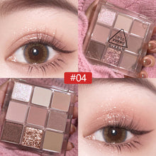 Load image into Gallery viewer, 9 Colors Acrylic Eyeshadow Palette Personality Lustre Matte Earth Color Eyeshadow Portable Makeup Palette Waterproof Makeup
