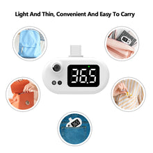 Load image into Gallery viewer, Portable Mini Cell Phone Thermometer Infrared Thermometer LED Digital Display Non-Contact Temperature USB/Type C Interface Compatible with Android Apple Phone
