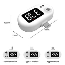 Load image into Gallery viewer, Portable Mini Cell Phone Thermometer Infrared Thermometer LED Digital Display Non-Contact Temperature USB/Type C Interface Compatible with Android Apple Phone
