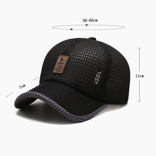 Load image into Gallery viewer, Men Baseball Cap Outdoor Sun Hat Breathable Mesh Peaked Cap Sunscreen Cap Adjustable Cotton Casual Cap
