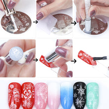 Load image into Gallery viewer, Nail Art Double Head Stamp Nail Art Pattern Transfer Tool 3cm Nail Silicone Head with Manicure Scraper Kits
