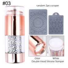 Load image into Gallery viewer, Nail Art Double Head Stamp Nail Art Pattern Transfer Tool 3cm Nail Silicone Head with Manicure Scraper Kits
