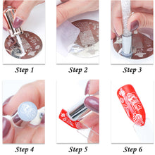 Load image into Gallery viewer, Nail Art Double Head Stamp Nail Art Pattern Transfer Tool 2cm Nail Silicone Head with Manicure Scraper Kits
