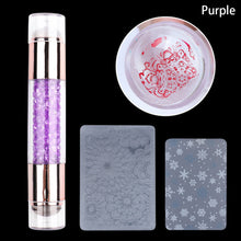 Load image into Gallery viewer, Nail Art Double Head Stamp Nail Art Pattern Transfer Tool 2cm Nail Silicone Head with Manicure Scraper Kits
