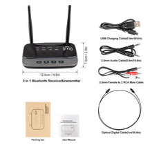 Load image into Gallery viewer, AUX Bluetooth-compatible 5.0 Audio Adapter Wireless Audio Transmitter Receiver Support Digital Optical/3.5MM AUX RCA Audio
